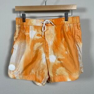 Lacoste L!VE Swim Trunks Mens M Surf Resort Orange Tie Dye Mesh Lined Shorts‎